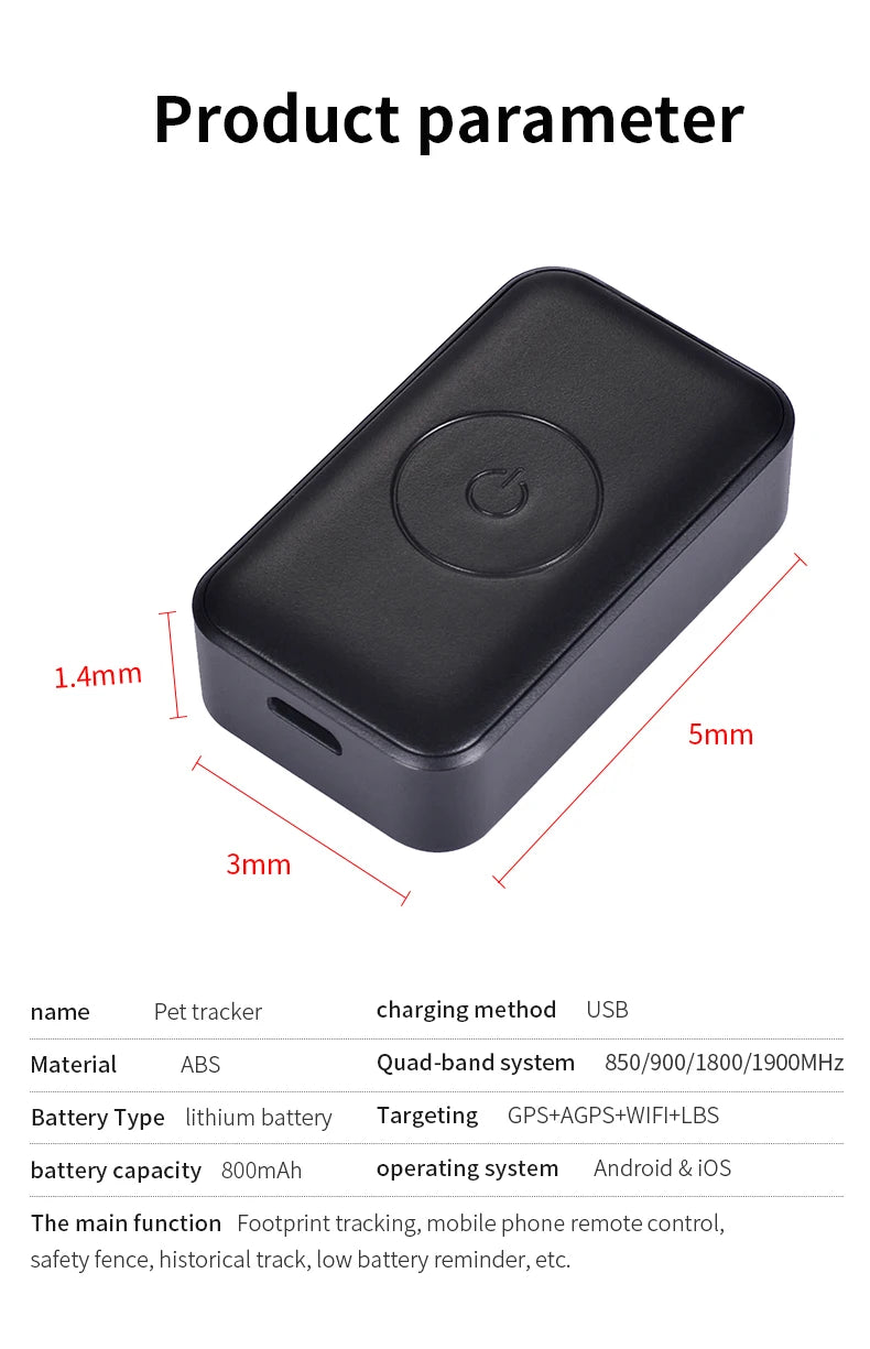 Waterproof GPS Pet Tracker Collar β Adjustable, Real-Time Location, Remote Tracking for Dogs & Cats
