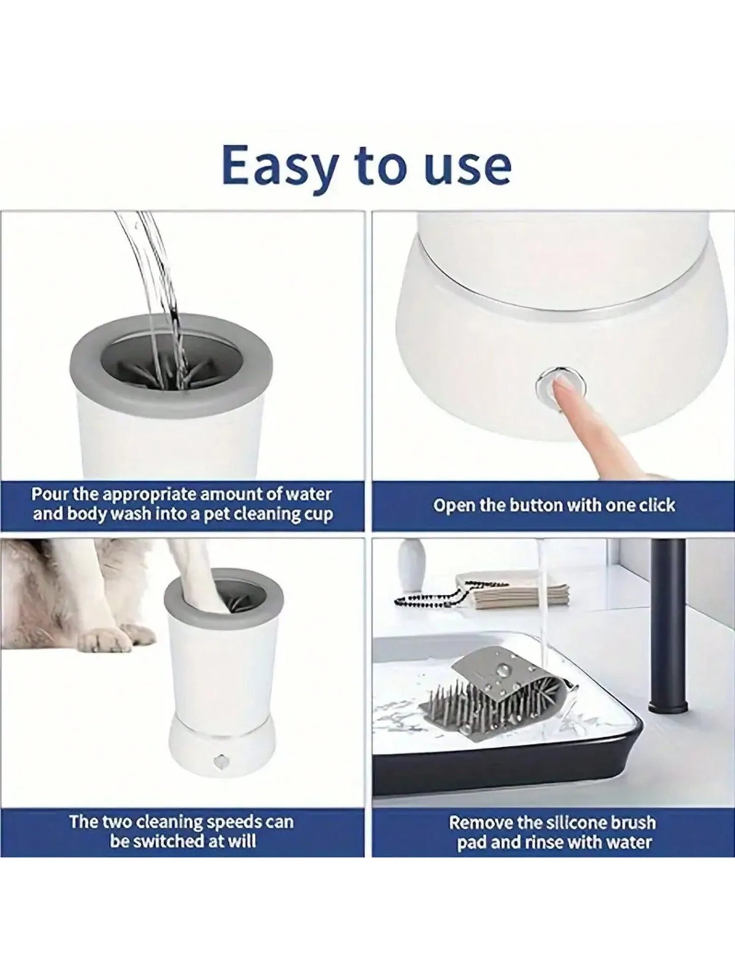 🐾 Pawtimate Clean™ – USB Rechargeable Automatic Dog Paw Washer & Massager with Soft Silicone Bristles