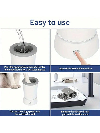 🐾 Pawtimate Clean™ – USB Rechargeable Automatic Dog Paw Washer & Massager with Soft Silicone Bristles