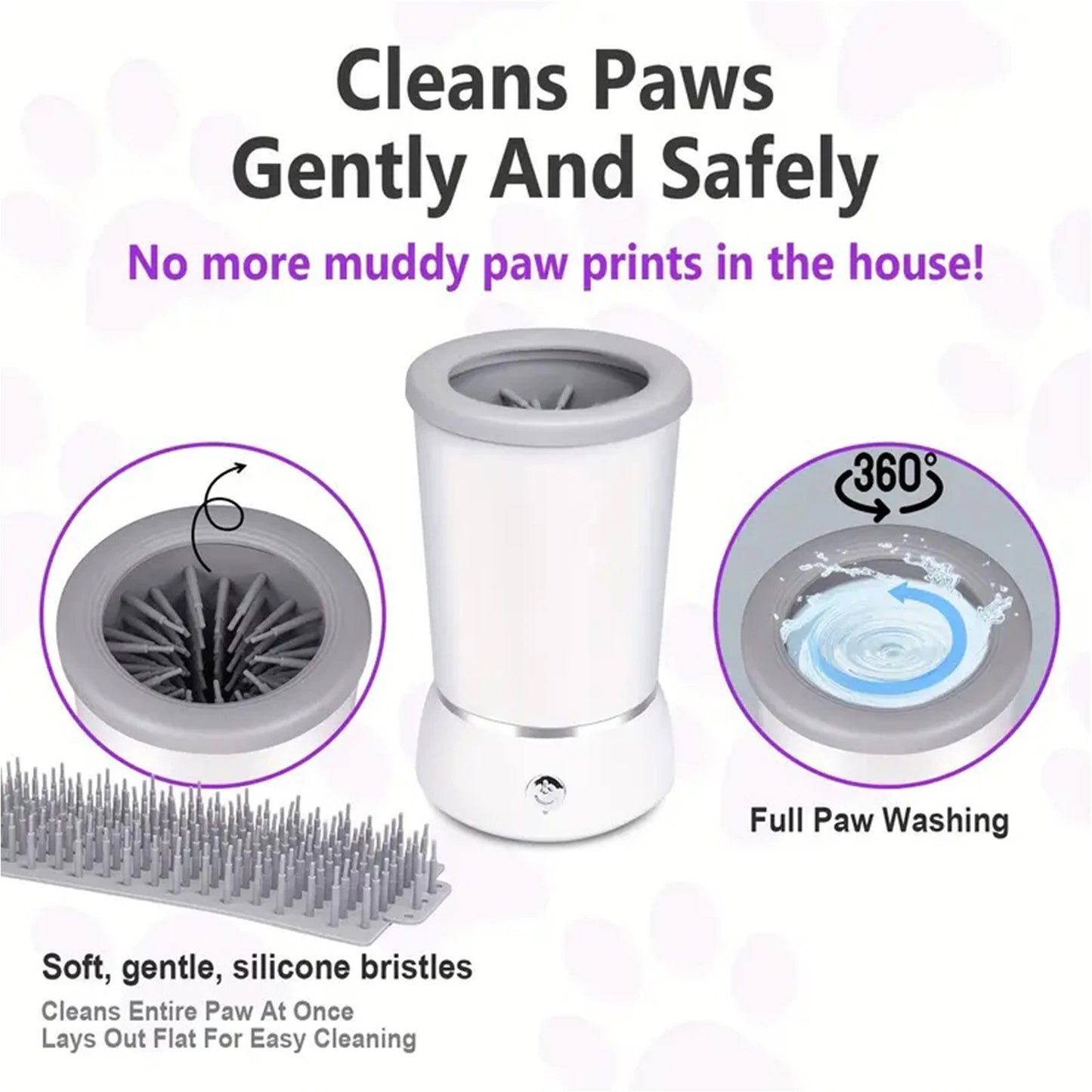 🐾 Pawtimate Clean™ – USB Rechargeable Automatic Dog Paw Washer & Massager with Soft Silicone Bristles