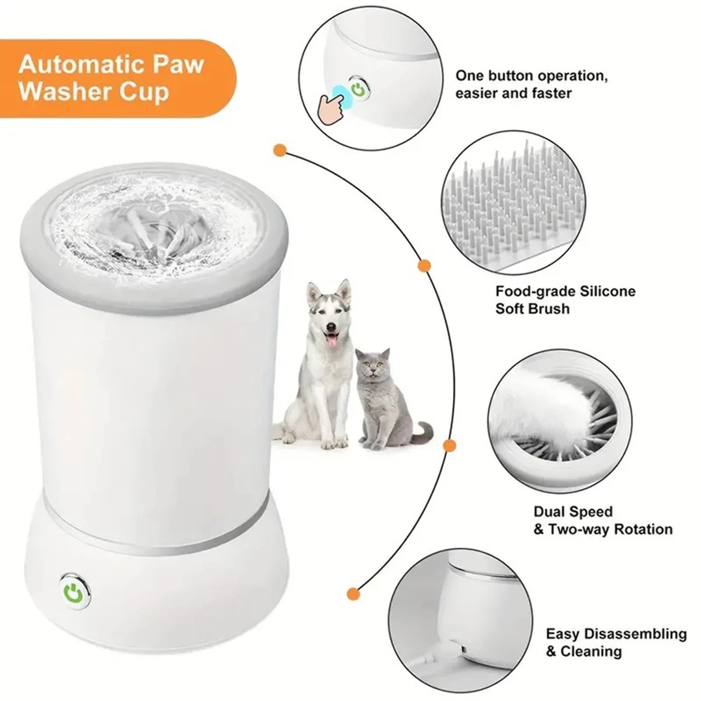 🐾 Pawtimate Clean™ – USB Rechargeable Automatic Dog Paw Washer & Massager with Soft Silicone Bristles
